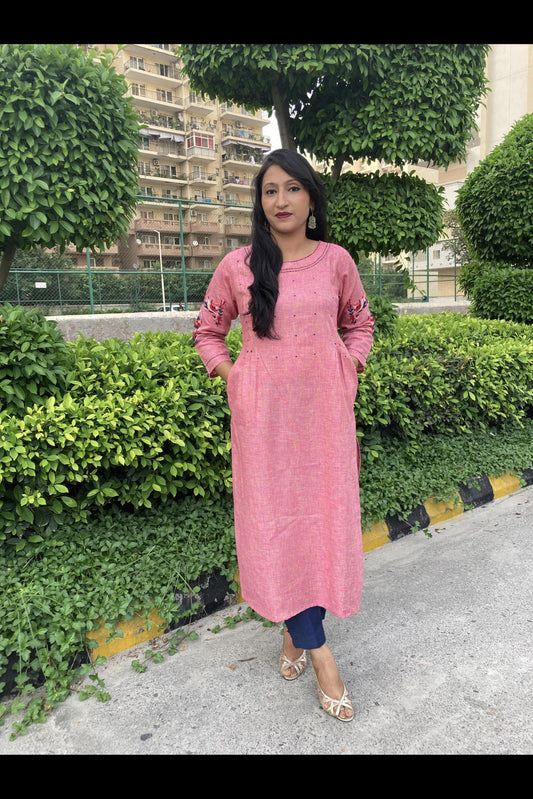 Pink causal Designer Kurti Set