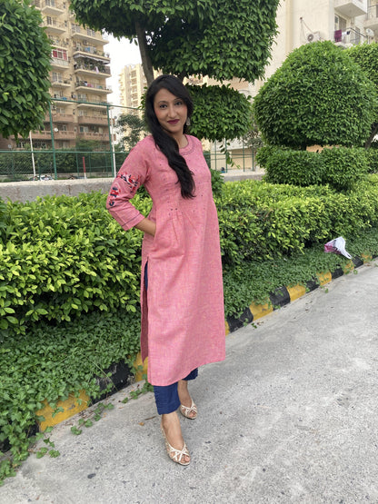 Pink casual Designer Kurti Set