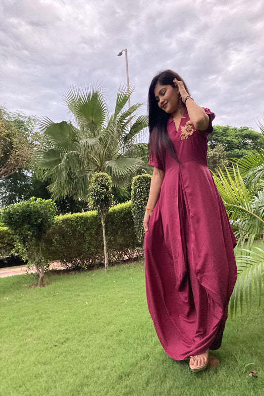 Mulburry wine Drape Dress