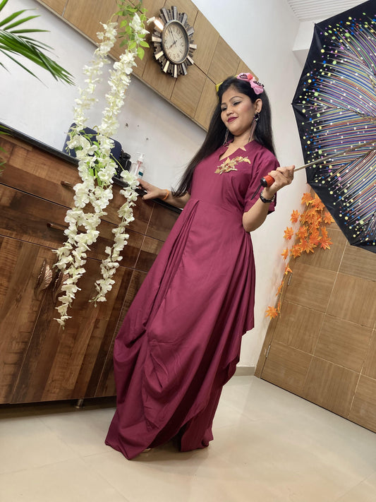 Wine Drape Dress