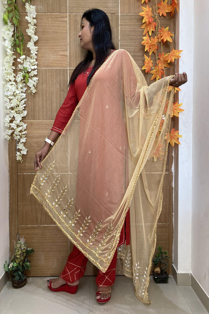 Golden Mirror work Dupatta