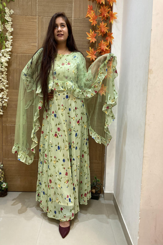 Green Long Designer Anarkali dress