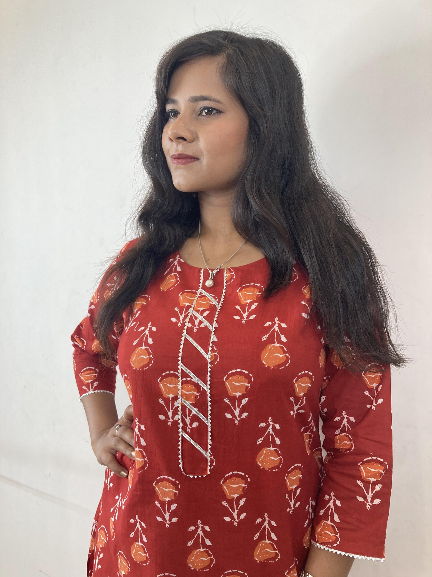 Red Printed pure cotton (set of 2) Suit Set