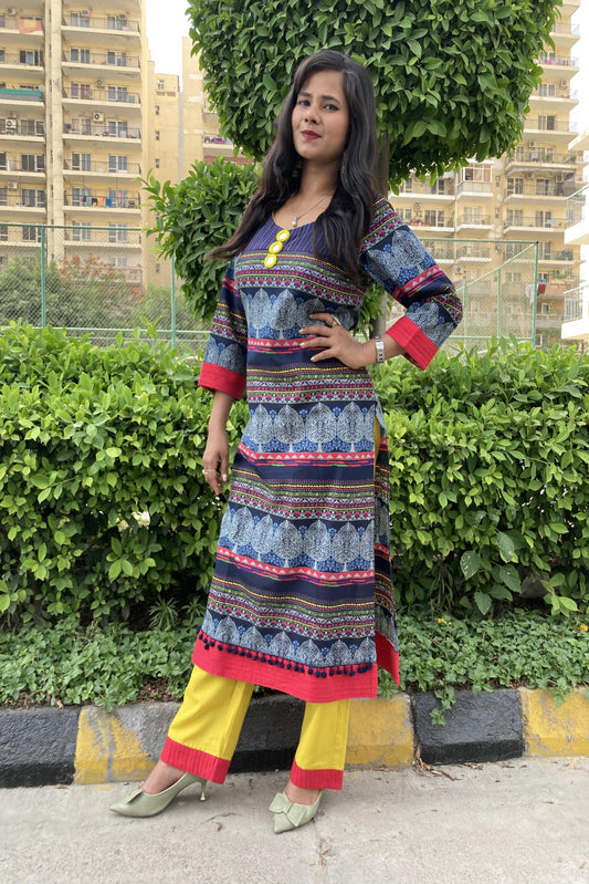 Blue printed Pure cotton (set of 2) suit set