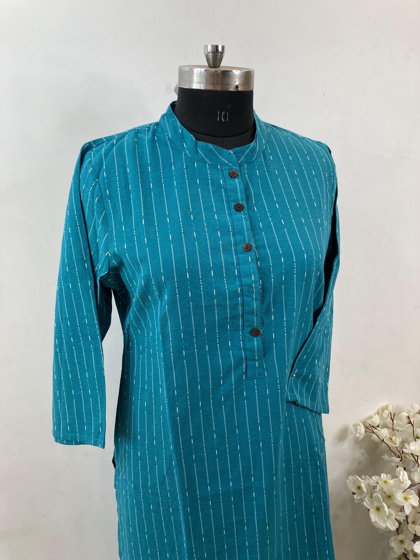 firozi pure cotton office wear straight Kurta Set