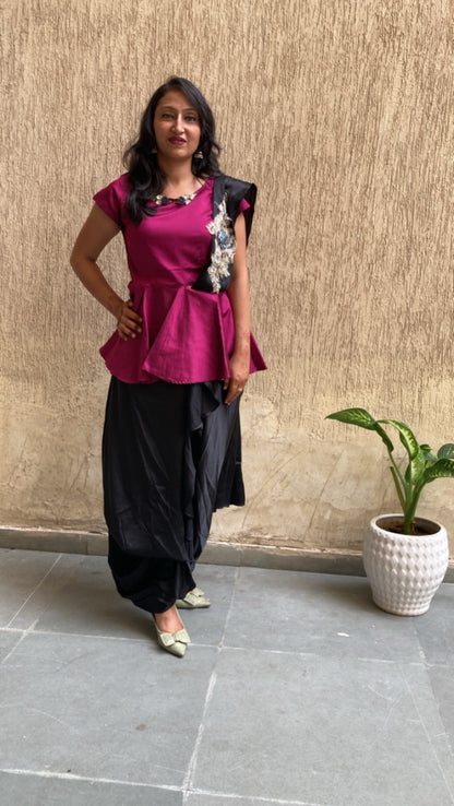 Magenta Drape saree  Dress
