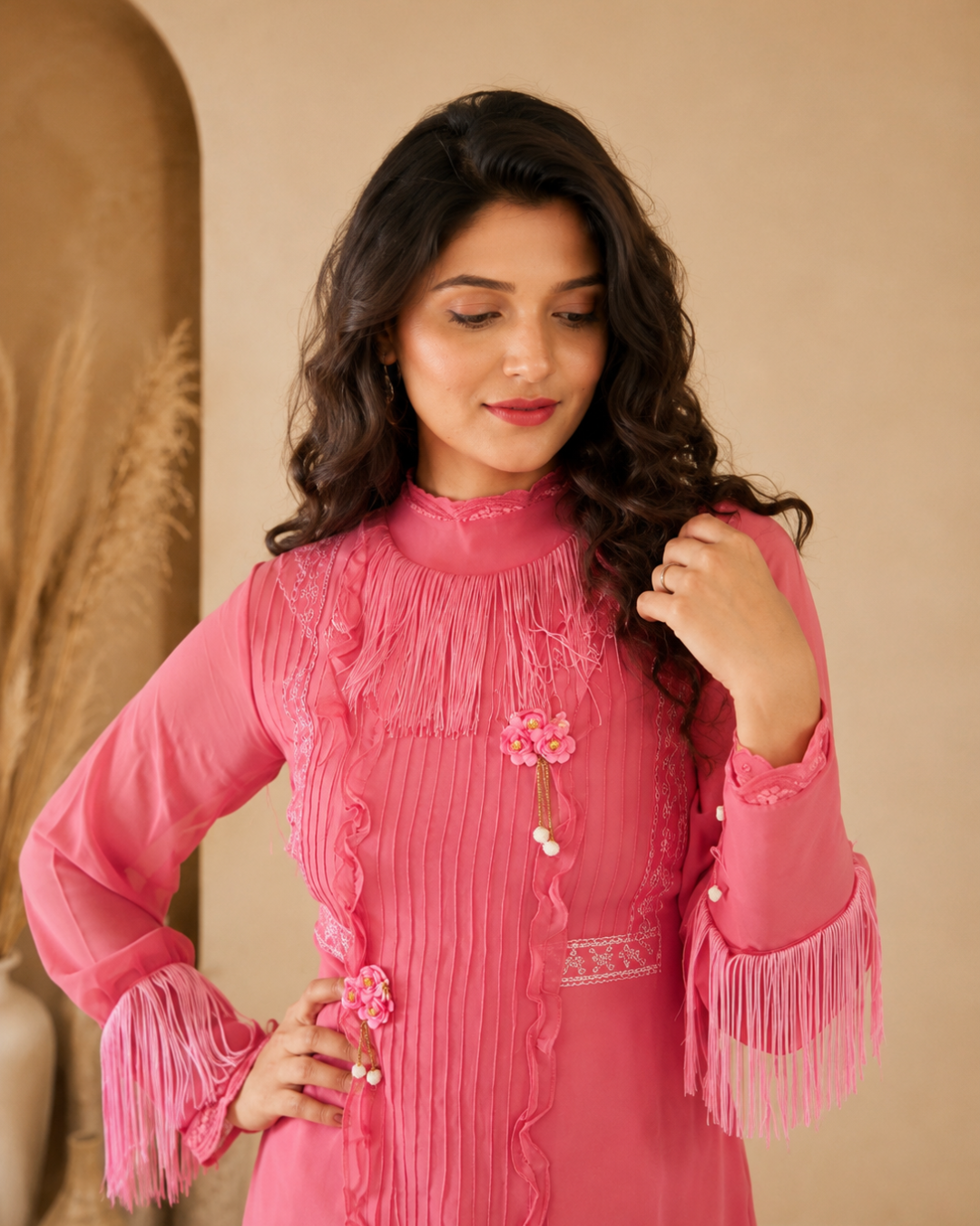 Baby Pink Pakistani Style Kurta Set