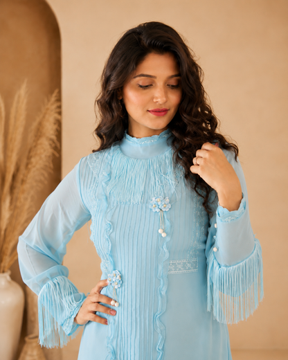 Powder Blue Pakistani Style Kurta Set