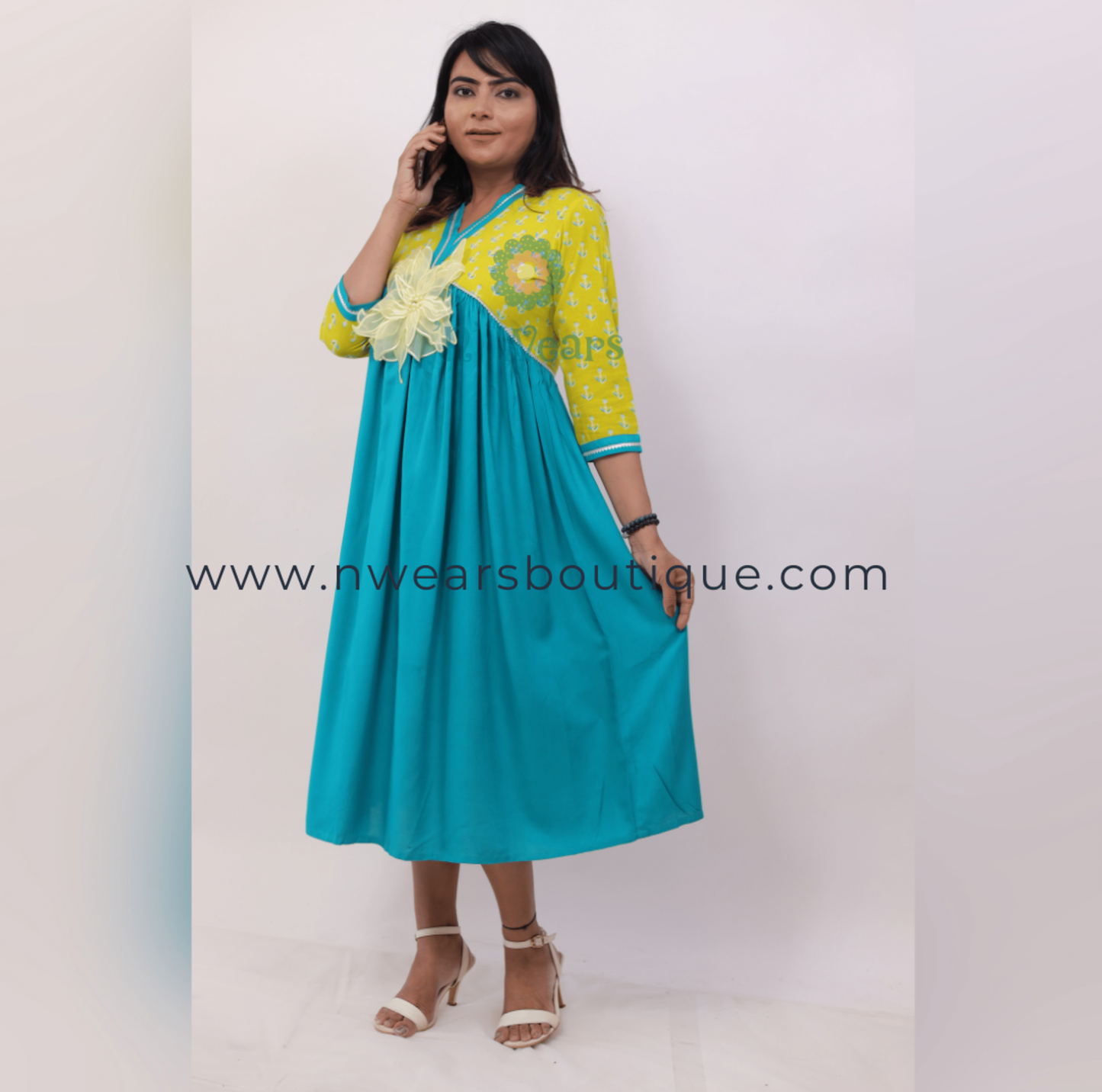 Pine Green fusion designer middy dress