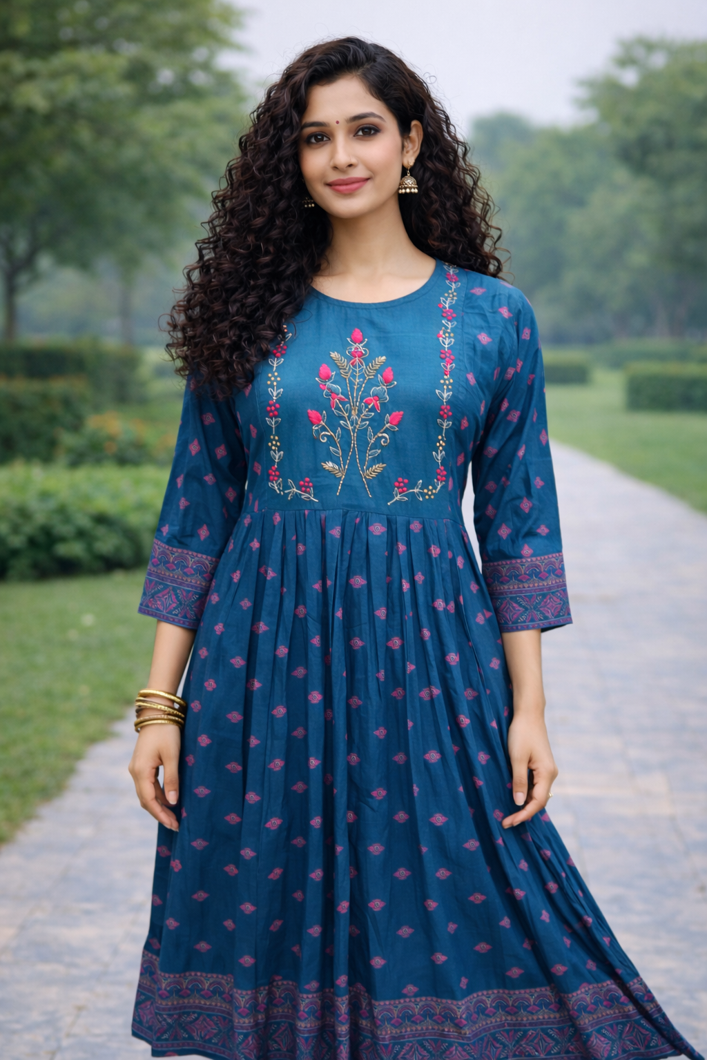 Dark Blue A-line Middy Dress