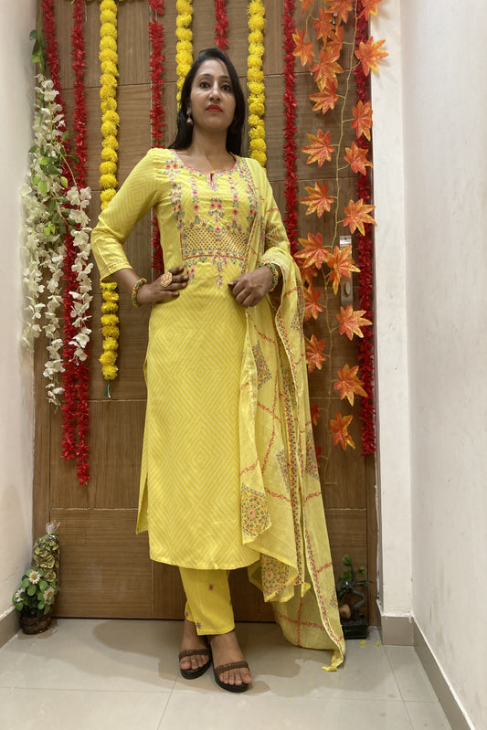 Yellow Gota patti pant (Set of 3) Suit Set