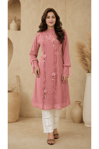 Baby Pink Pakistani Style Kurta Set