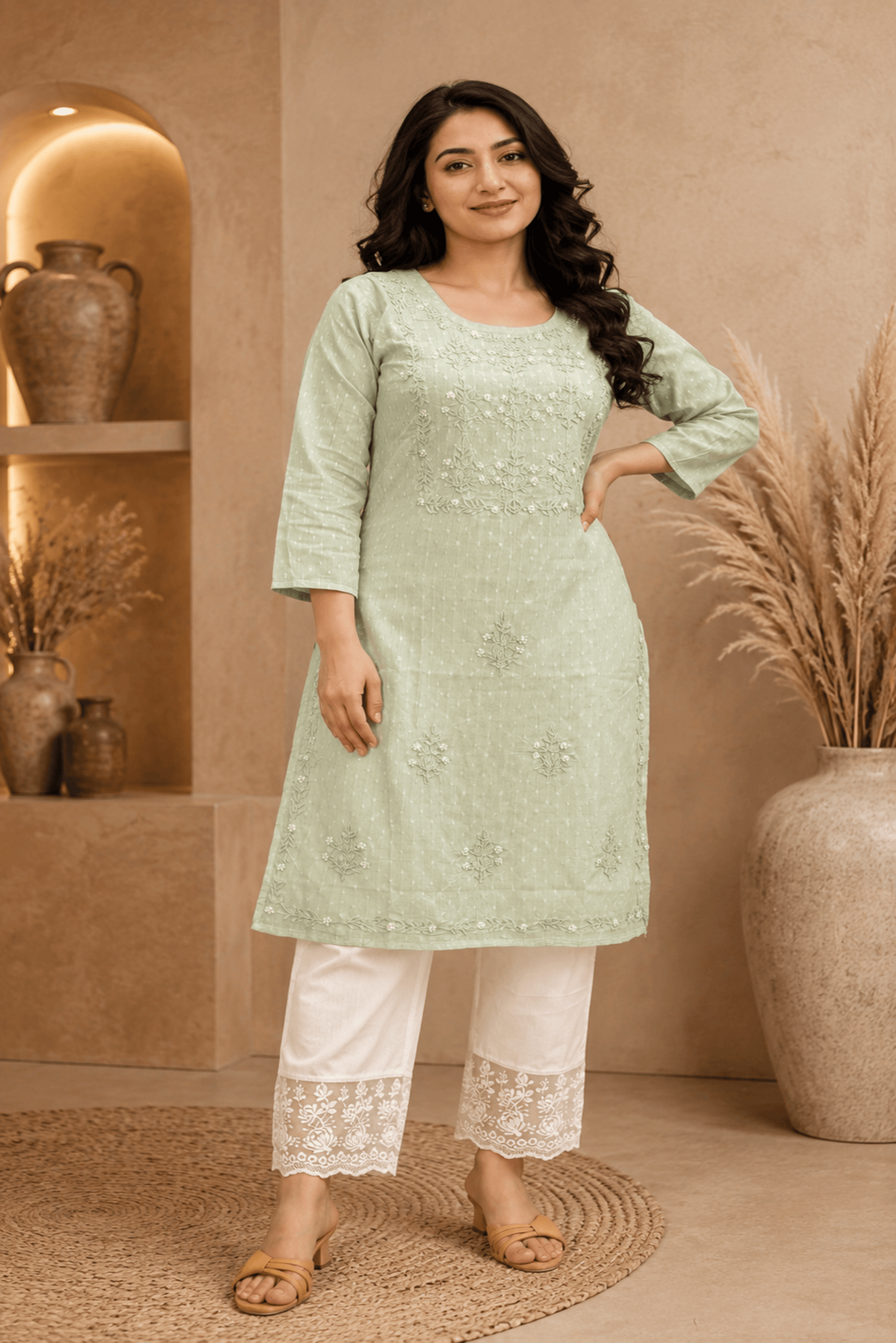 Pista Green Pearl Straight kurti
