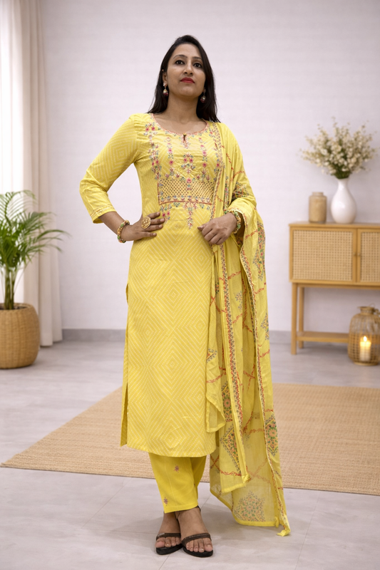 Yellow Gota patti pant (Set of 3) Suit Set
