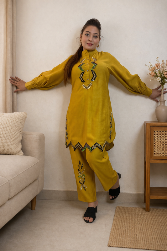Sufia Yellow Mustard Co-ord Set