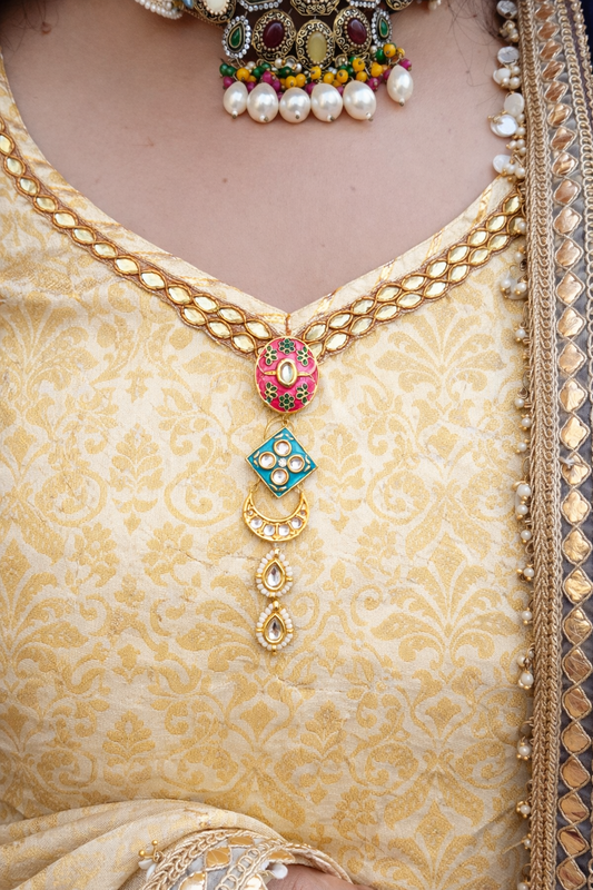 Mustard Yellow-Green Brocade Sharara Suit Set