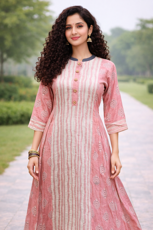 Pink Side Pleated Anarakali Dress