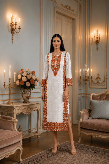 Gulzaar Cream Kashmiri Embroidered Kurti