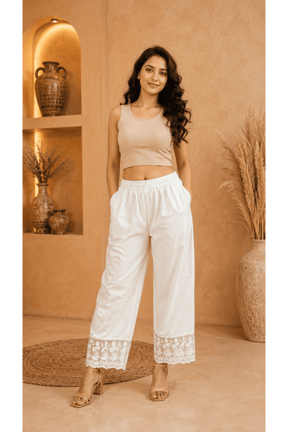 Ivory Plazo With Tissue Border