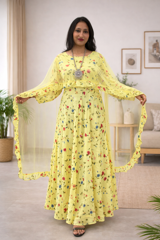 Yellow long Designer suit Anarkali Dress
