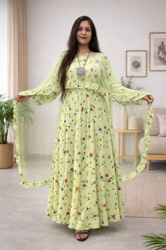 Green Long Designer Anarkali dress