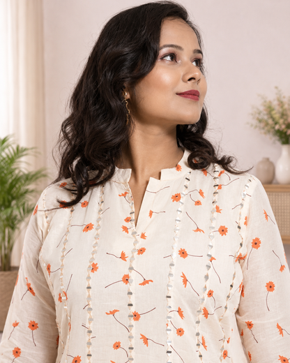 Orange Peach Long Mulcotton Kalidaar Anarkali Dress