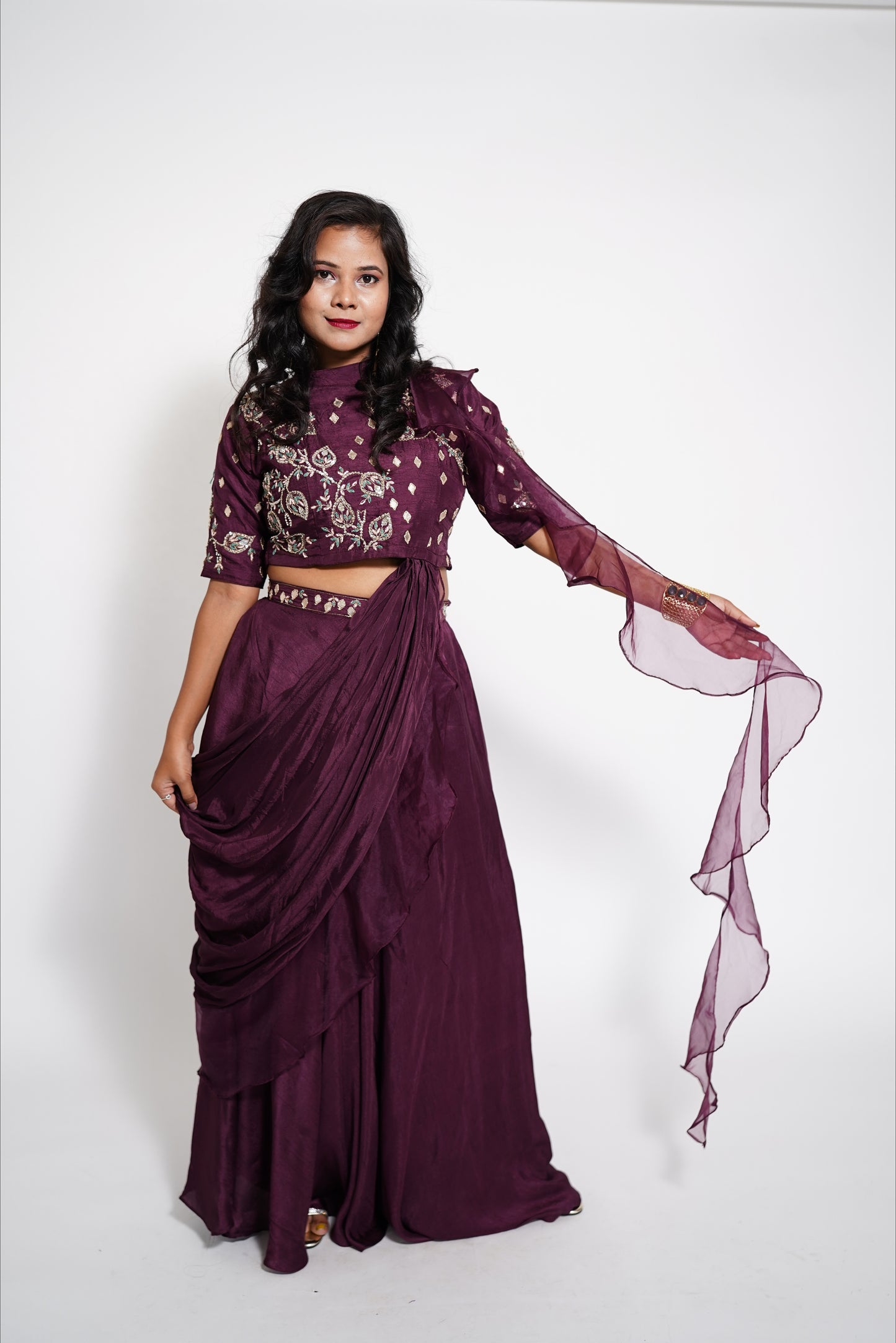 Purple Indowestern Party Wear Lehenga dress