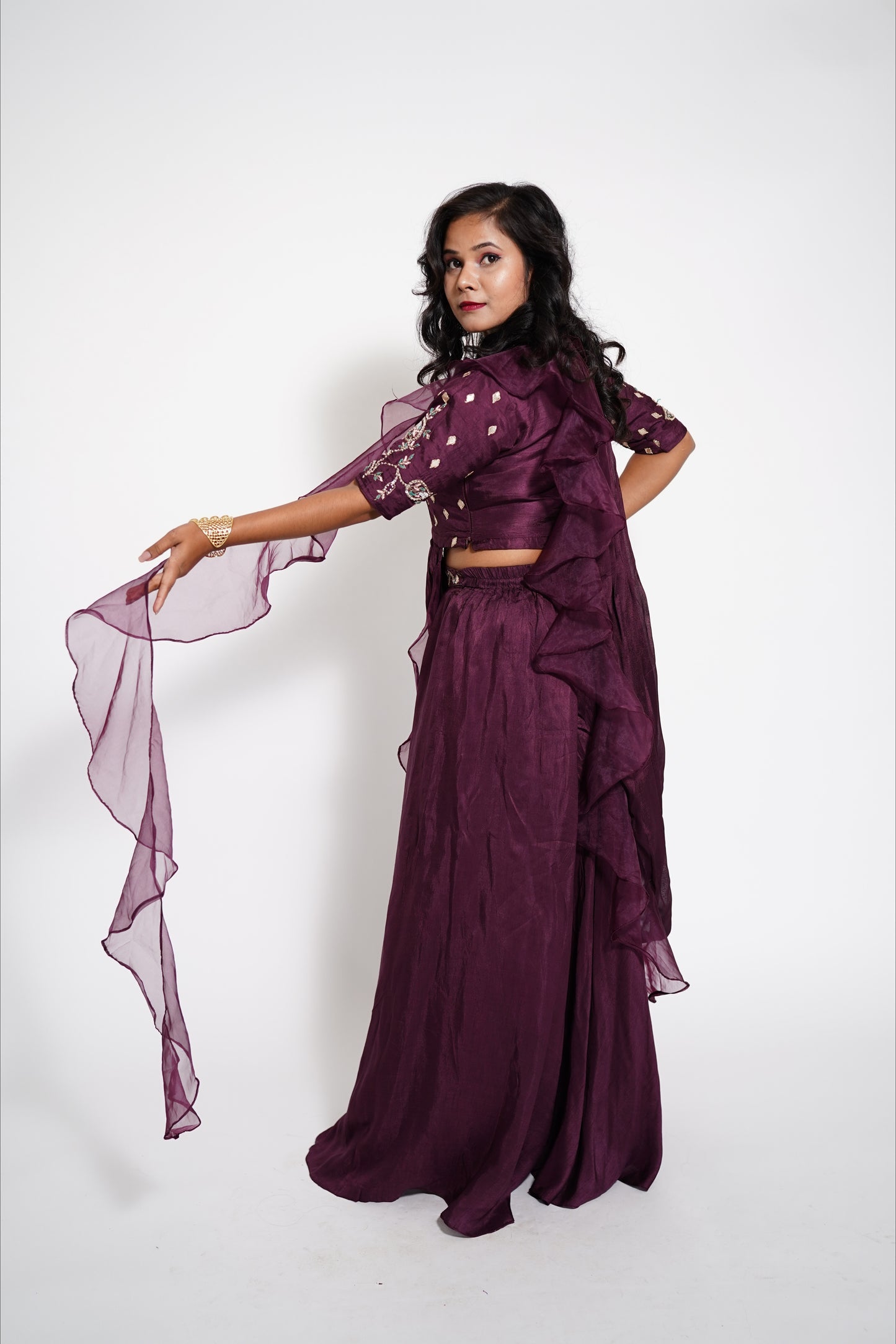 Purple Indowestern Party Wear Lehenga dress