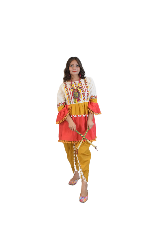 Peach & Red Dandiya Dress