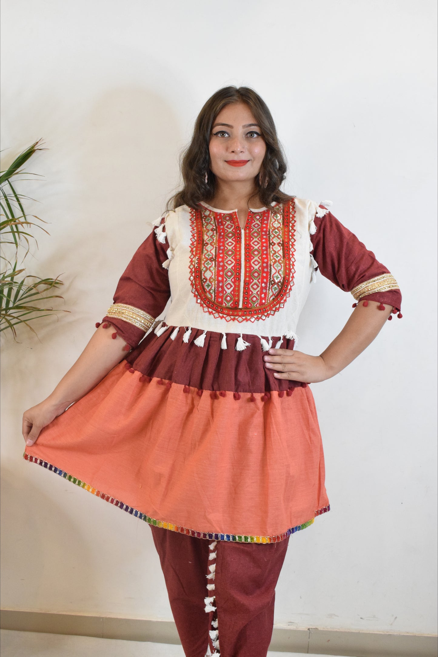 Peach Dandiya Dress