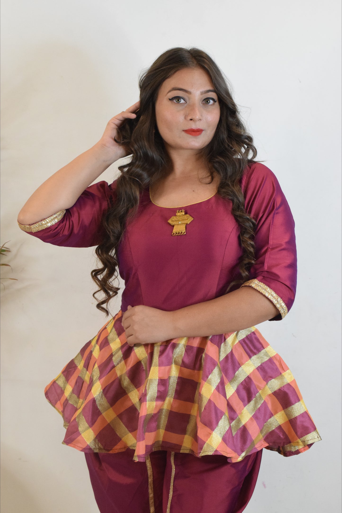 Dark Maroon Dandiya Dress