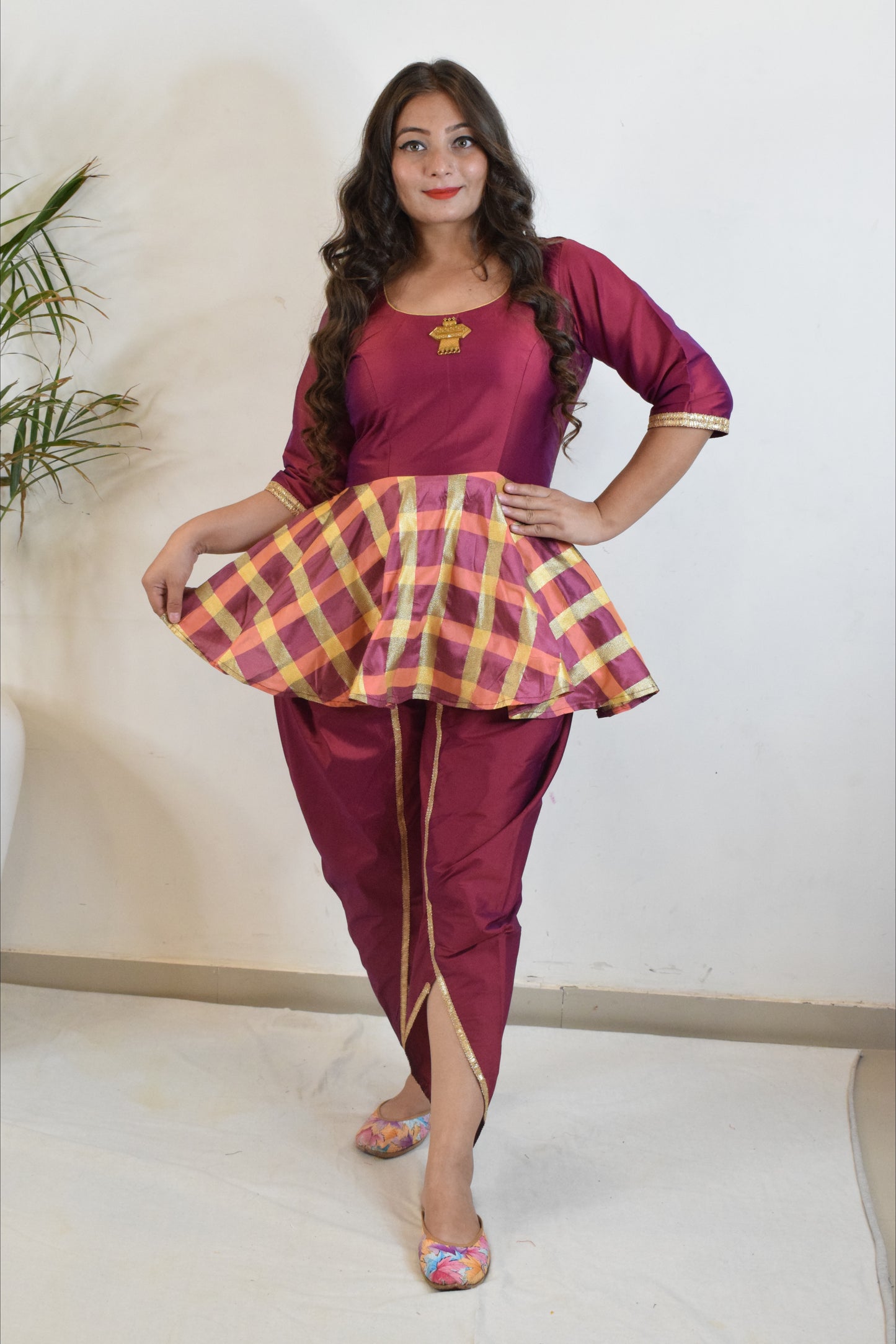 Dark Maroon Dandiya Dress