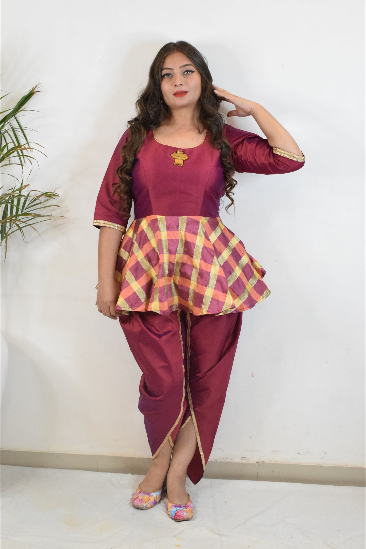 Dark Maroon Dandiya Dress