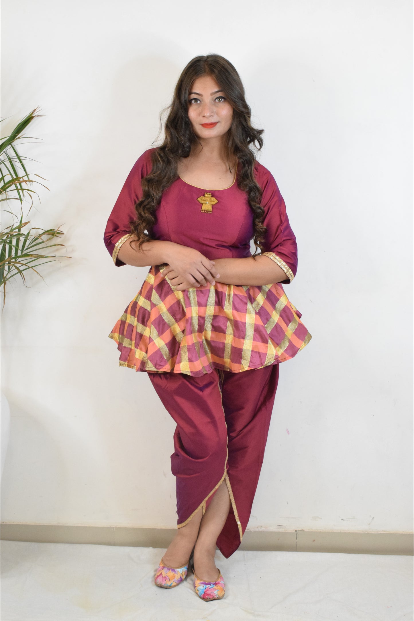 Dark Maroon Dandiya Dress