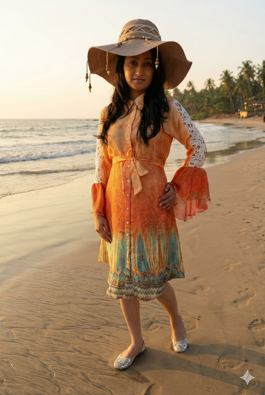 Peach Indowestern Kurti Set