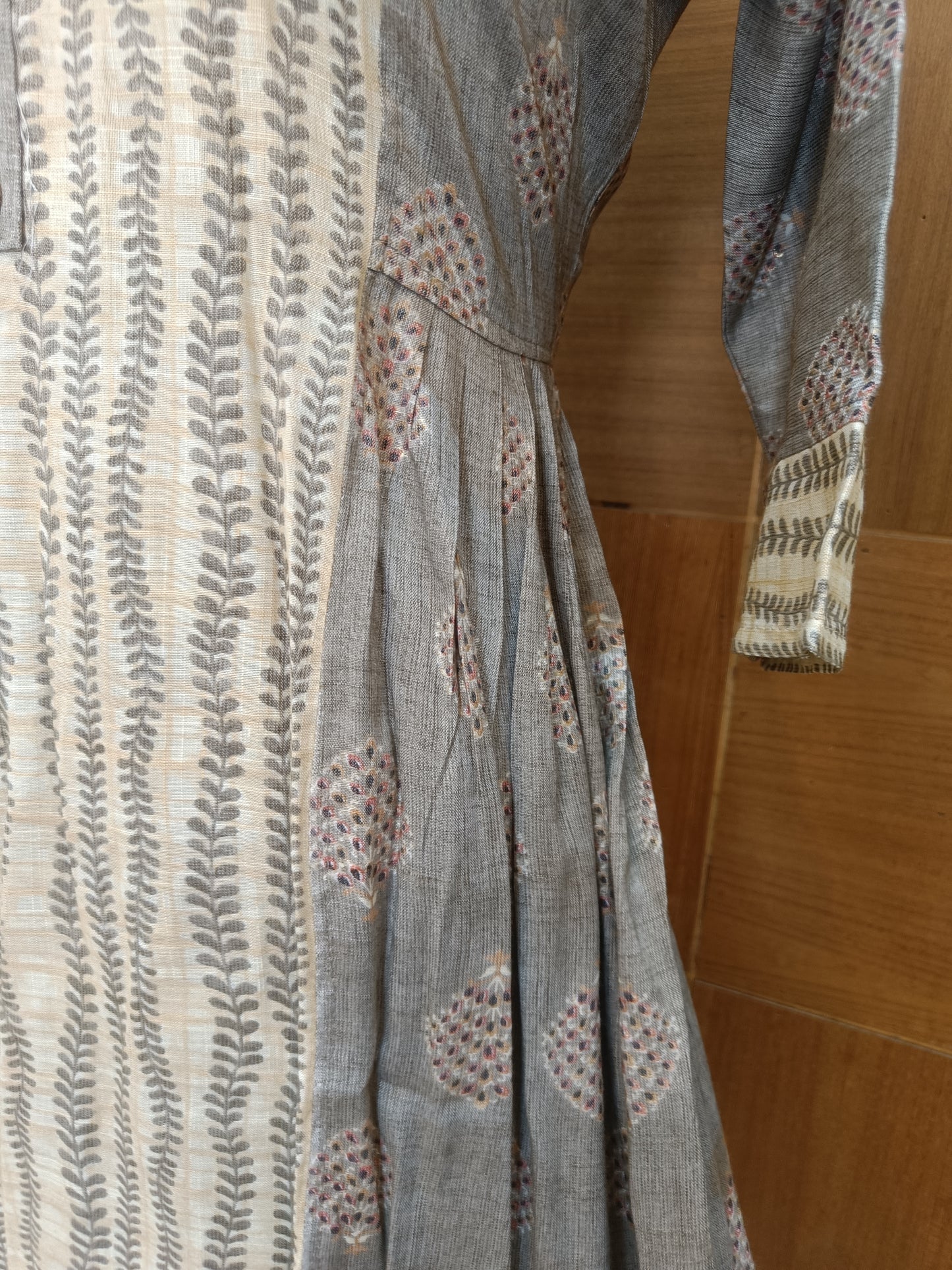 Grey Side Pleated Anarkali Dress