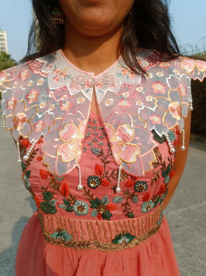 Baby  Pink Designer Detachable Cape