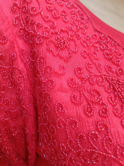 Red Drape long Anarkali Dress