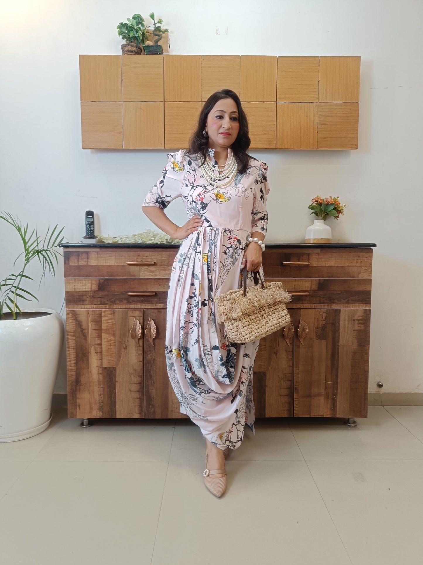 Pink designer drape Dress