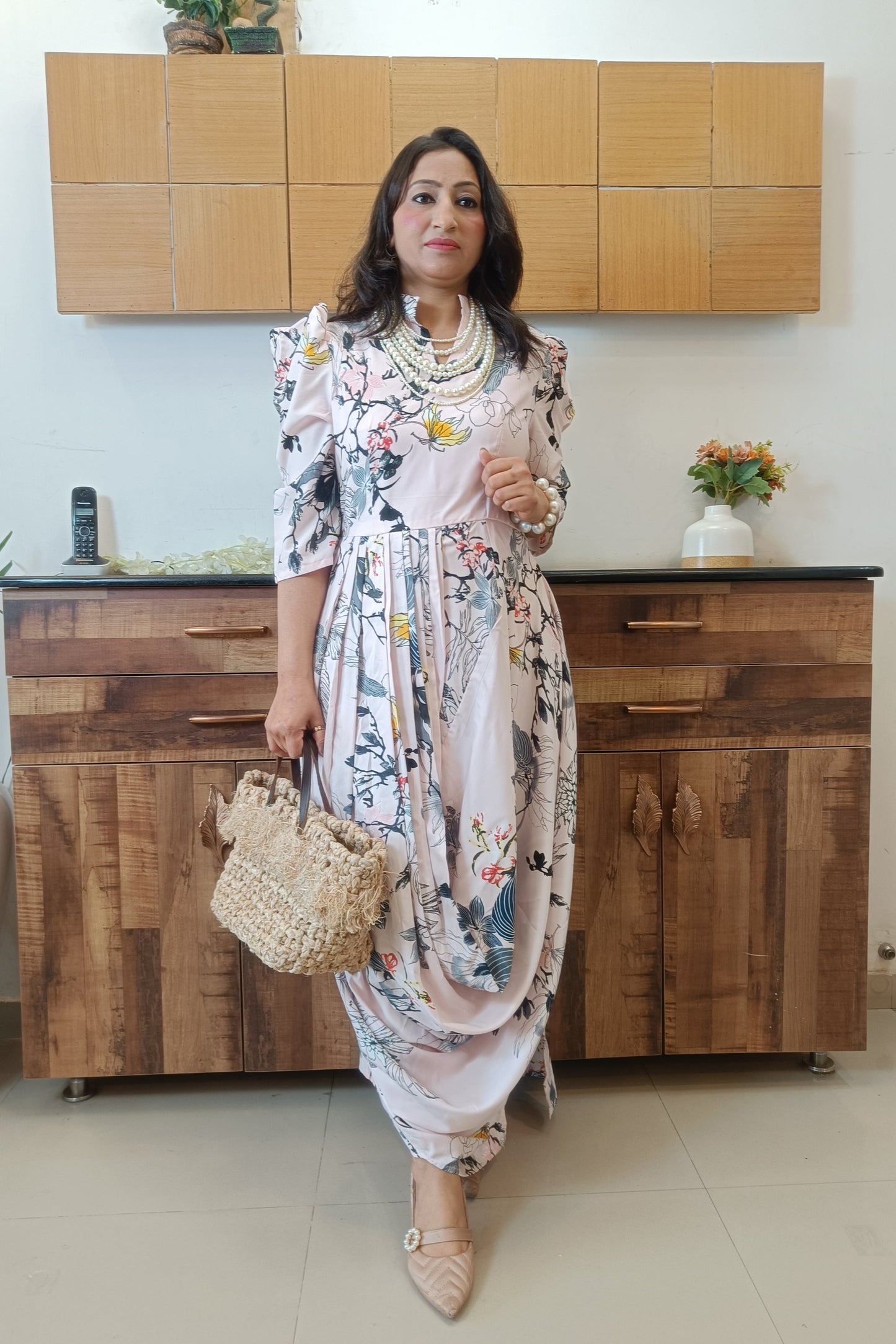 Pink designer drape Dress