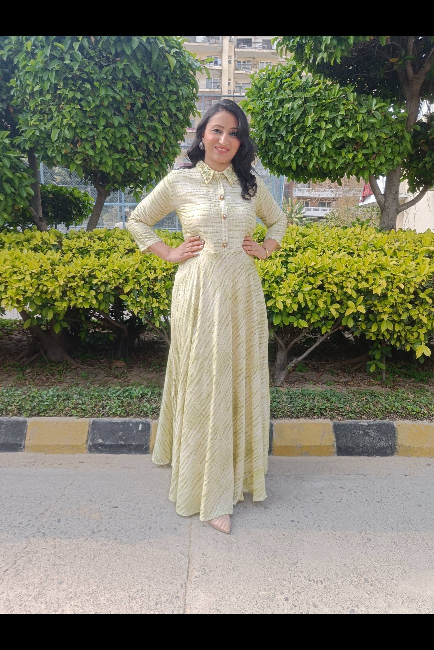 Green Long Anarkali