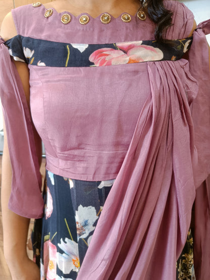 Bela Blue & Purple Indowestern Dress