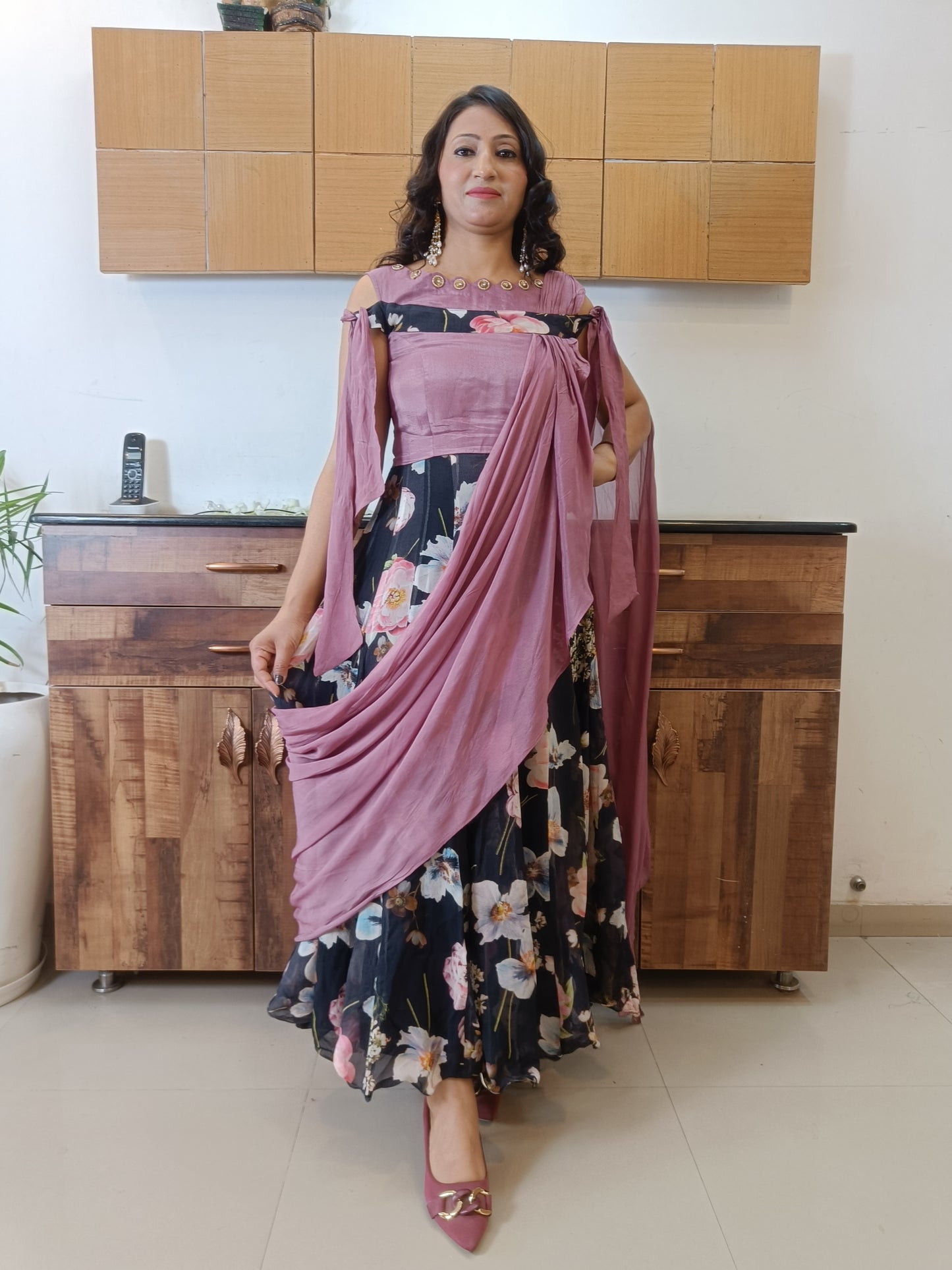 Bela Blue & Purple Indowestern Dress