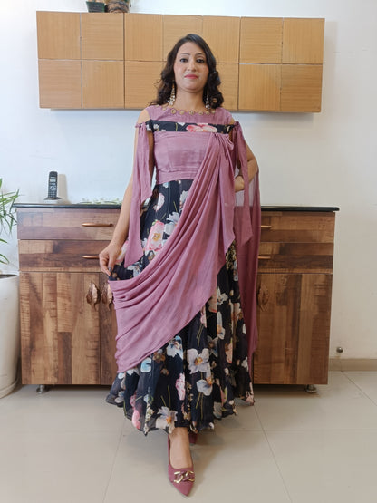 Bela Blue & Purple Indowestern Dress