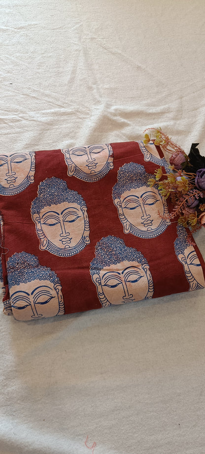 Magic Maroon Kalamkari Cotton Middy Dress