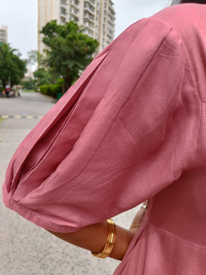 Onion Pink Drape Dress