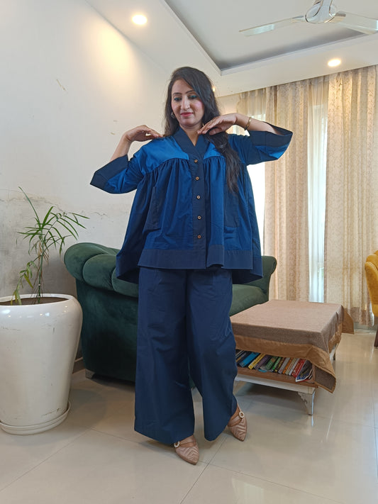 Blue Cotton Poplin Co-ord Set
