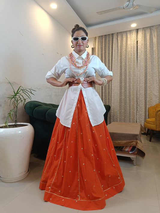 Chandni Orange Pure Cotton Skirt