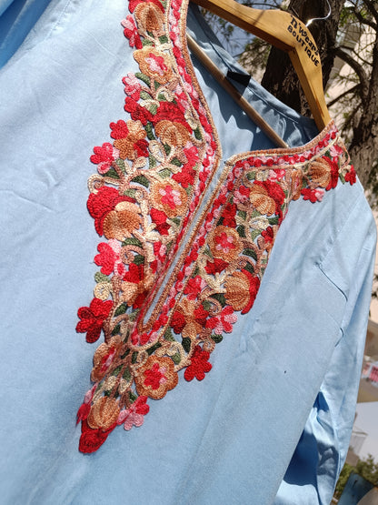 Powder Blue Kashmiri Phiran Kurta