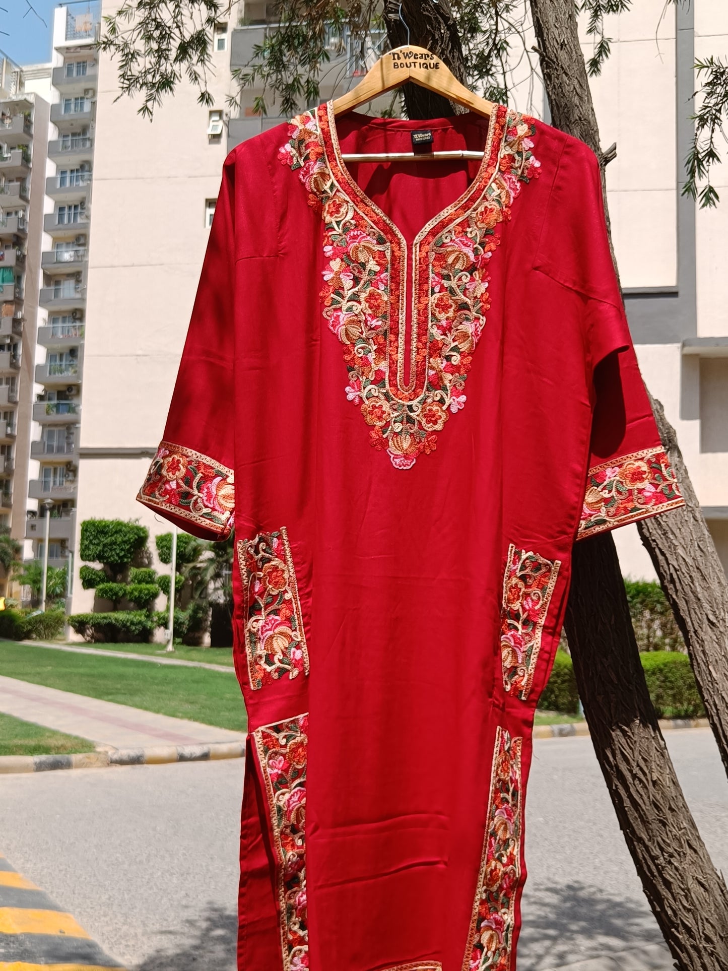 Red Kashmiri Phiran Kurta